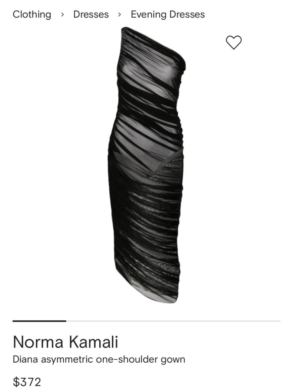 Norma Kamali Asymmetric One-Shoulder Ruched Mesh Gown - Black